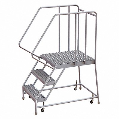 TRI-ARC WLAR103245D5 Rolling Ladder 3 Step Aluminum Serrated