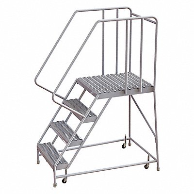TRI-ARC WLAR104165D5 Rolling Ladder 4 Step Aluminum Serrated