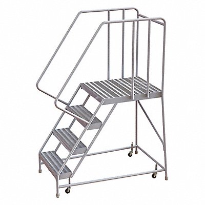 TRI-ARC WLAR104244D5 Rolling Ladder 4 Step Aluminum Ribbed