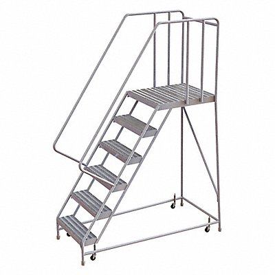 TRI-ARC WLAR106244D5 Rolling Ladder 6 Step Aluminum Ribbed