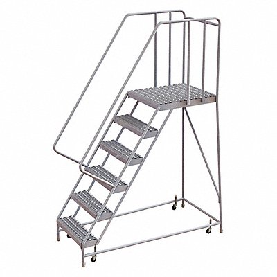 TRI-ARC WLAR106245D5 Rolling Ladder 6 Step Aluminum Serrated