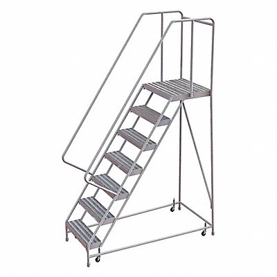 TRI-ARC WLAR107244D4 Rolling Ladder 7 Step Aluminum Ribbed