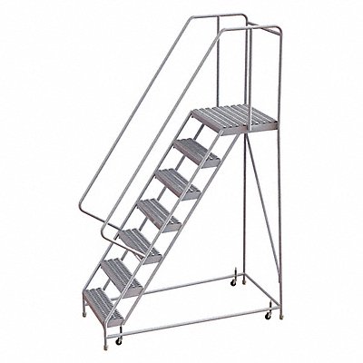 TRI-ARC WLAR107245D4 Rolling Ladder 7 Step Aluminum Serrated