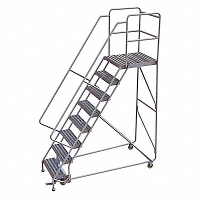 TRI-ARC WLAR108244D5 Rolling Ladder 8 Step Aluminum Ribbed