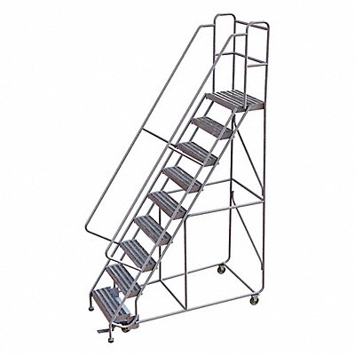 TRI-ARC WLAR109244 Rolling Ladder 9 Step Aluminum Ribbed