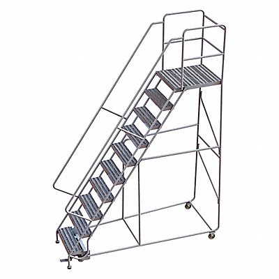 TRI-ARC WLAR110244 Rolling Ladder 10 Step Aluminum Ribbed