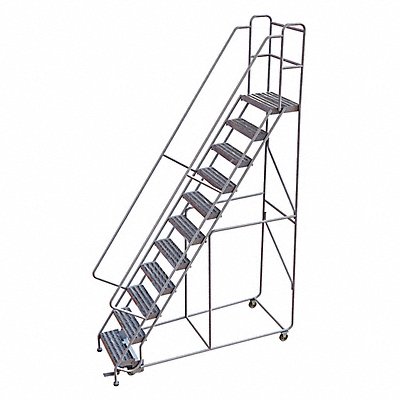 TRI-ARC WLAR111244 Rolling Ladder 11 Step Aluminum Ribbed