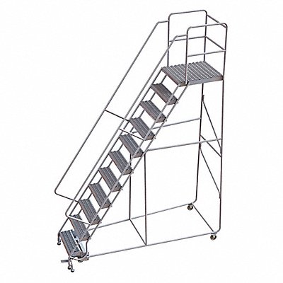 TRI-ARC WLAR111245D5 Rolling Ladder 11 Step Aluminum Serrated