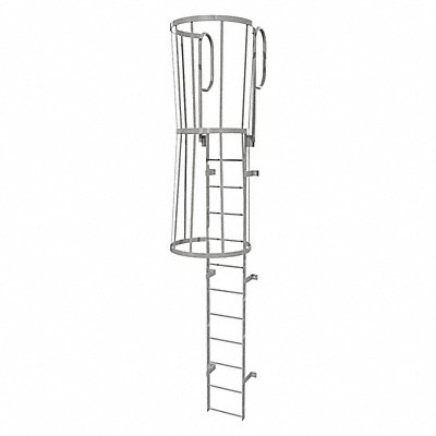 TRI-ARC WLFC1212 Fixed Ladder w/ Safety Cage Steel 11 ft.