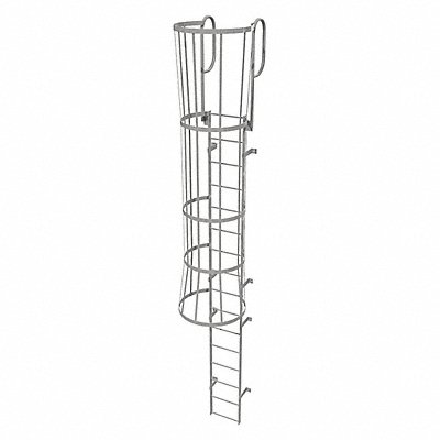 TRI-ARC WLFC1216 Fixed Ladder w/ Safety Cage Steel 15 ft.