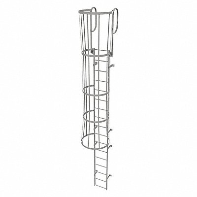 TRI-ARC WLFC1217 Fixed Ladder w/ Safety Cage Steel 16 ft.