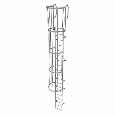 TRI-ARC WLFC1219 Fixed Ladder w/ Safety Cage Steel 18 ft.