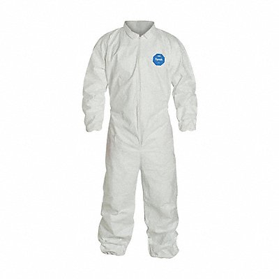 DUPONT TY125SWHXL002500 D2233 Collared Coveralls XL Wht Tyvek 400 PK25