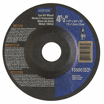 NORTON 66252843604 Depressed Centre Cut Off Wheel 7/8 CN Unthreaded Hole