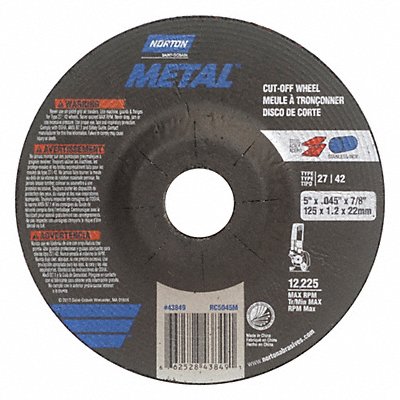 NORTON 66252843849 Depressed Centre Cut Off Wheel 7/8 CN Unthreaded Hole