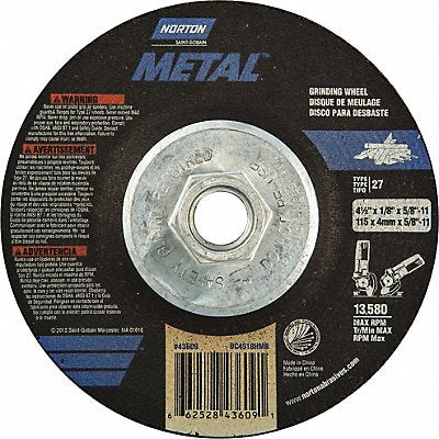 NORTON 66252843609 Cut Off Grinding Wheel 5/8 -11CN ThreadHle
