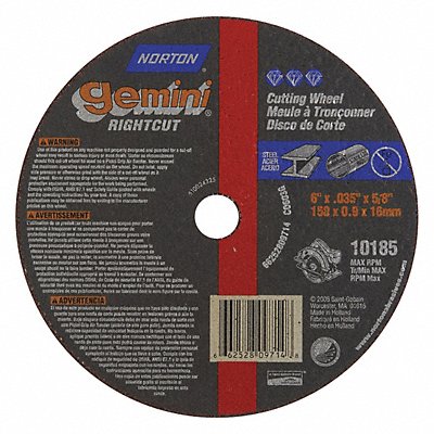 NORTON 66252809714 Cut Off Wheel 5/8 Connect. Gemini