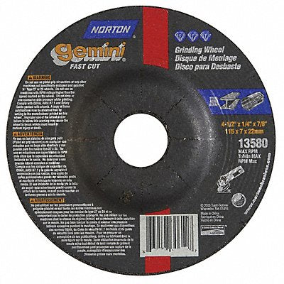 NORTON 66252843584 Depressed Grinding Wheel 7/8 CN Unthreaded Hole