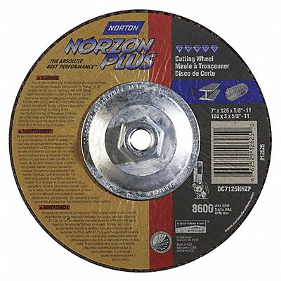 NORTON 66252912625 Depressed Centre Cut Off Wheel 5/8 -11CN ThreadHle