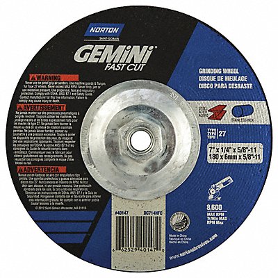 NORTON 66252940147 Depressed Grinding Wheel 5/8 -11CN ThreadHle