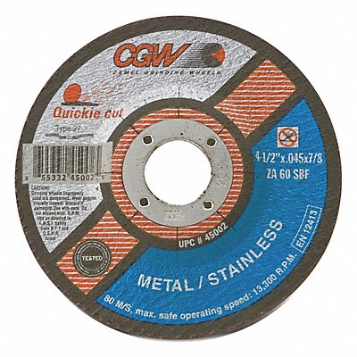 CGW ABRASIVES 45005 Depressed Ctr Whl 5x0.045x7/8 T27