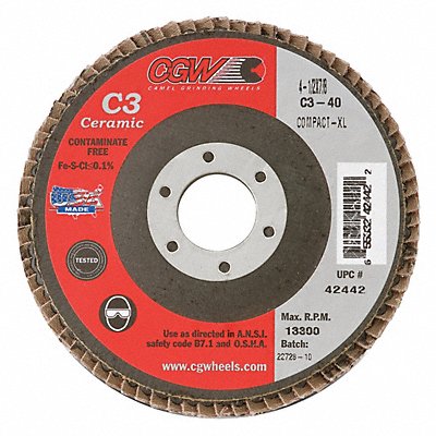 CGW ABRASIVES 42441 Flap Disc 4.5x7/8 C3 Cmpct Cer XL 36G