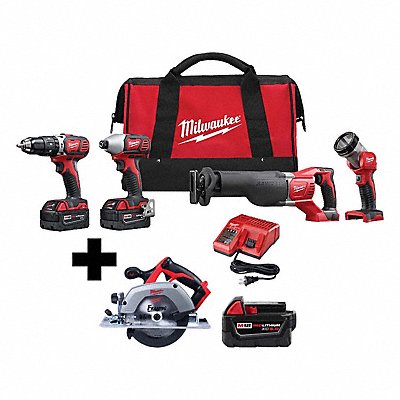 MILWAUKEE 26962426302048100000 M18 4-Tool Kit M18 6 Circ Saw M18 5.0