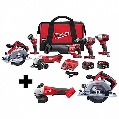 MILWAUKEE 269626268620263000 M18 6Tool Kit M18 Grinder M18 Circ Saw