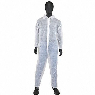 WEST CHESTER PROTECTIVE GEAR 3502XXL Collared Coverall Elastic White 2XL PK25