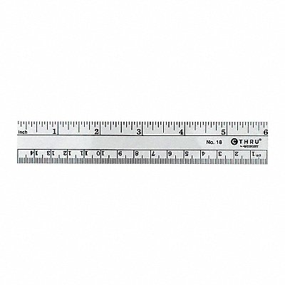 WESTCOTT 18 Ruler Plastic Lined 16ths 6in Transparnt