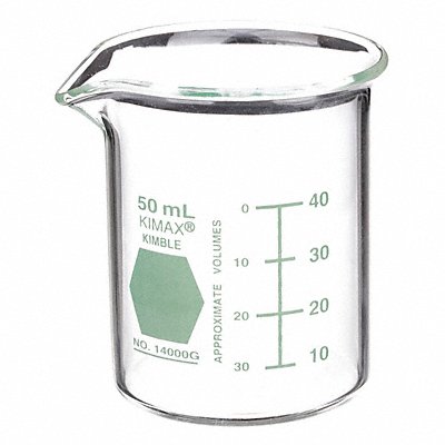 KIMBLE 14000G50 Beaker 50 mL 53 mm H 42 mm Dia PK12