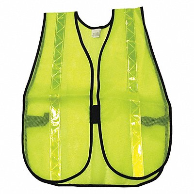 MCR SAFETY S220R Poly Mesh Safety Vest 1 3 8 Lime Strip