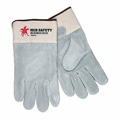 MCR SAFETY 16017L J3486 Leather Gloves Grey L PK12
