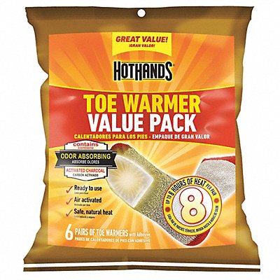 HOTHANDS TT6PRPK48 Toe Warmer 3-1/2in .x 2-3/4in. PK6