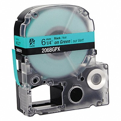 LABELWORKS PX 206BGPX Black Ink/Green Tape Glossy 1/4 W