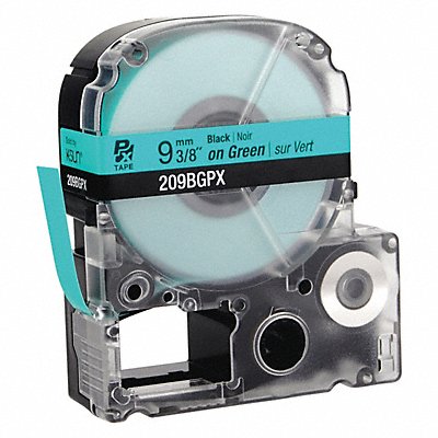LABELWORKS PX 209BGPX Black Ink/Green Tape Glossy 3/8 W