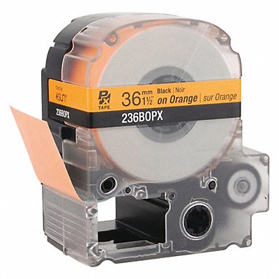 LABELWORKS PX 236BOPX Black Ink/Orange Tape 1-1/2 W