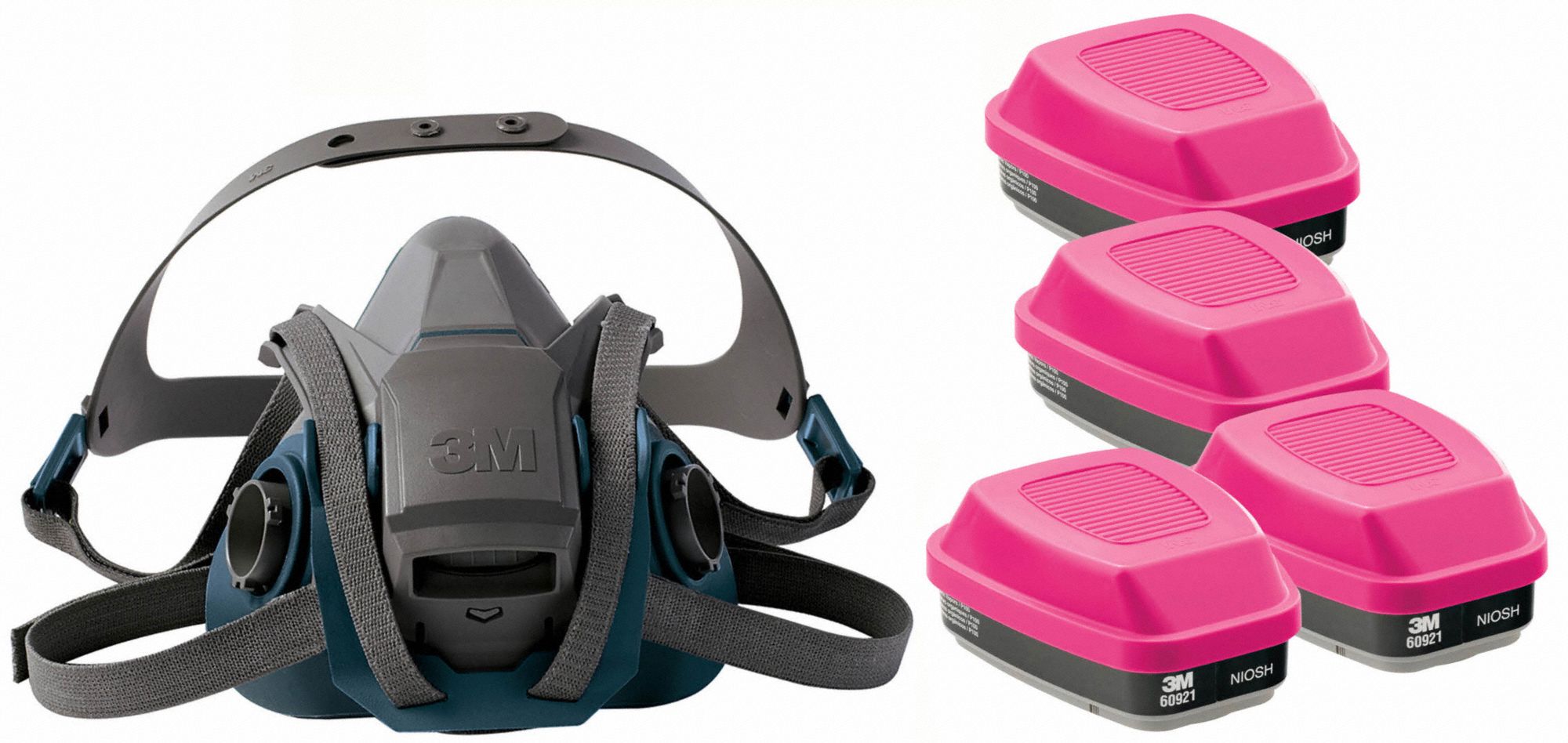 3M 29WT684JG10 Half Mask Respirator Kit S Grey Teal