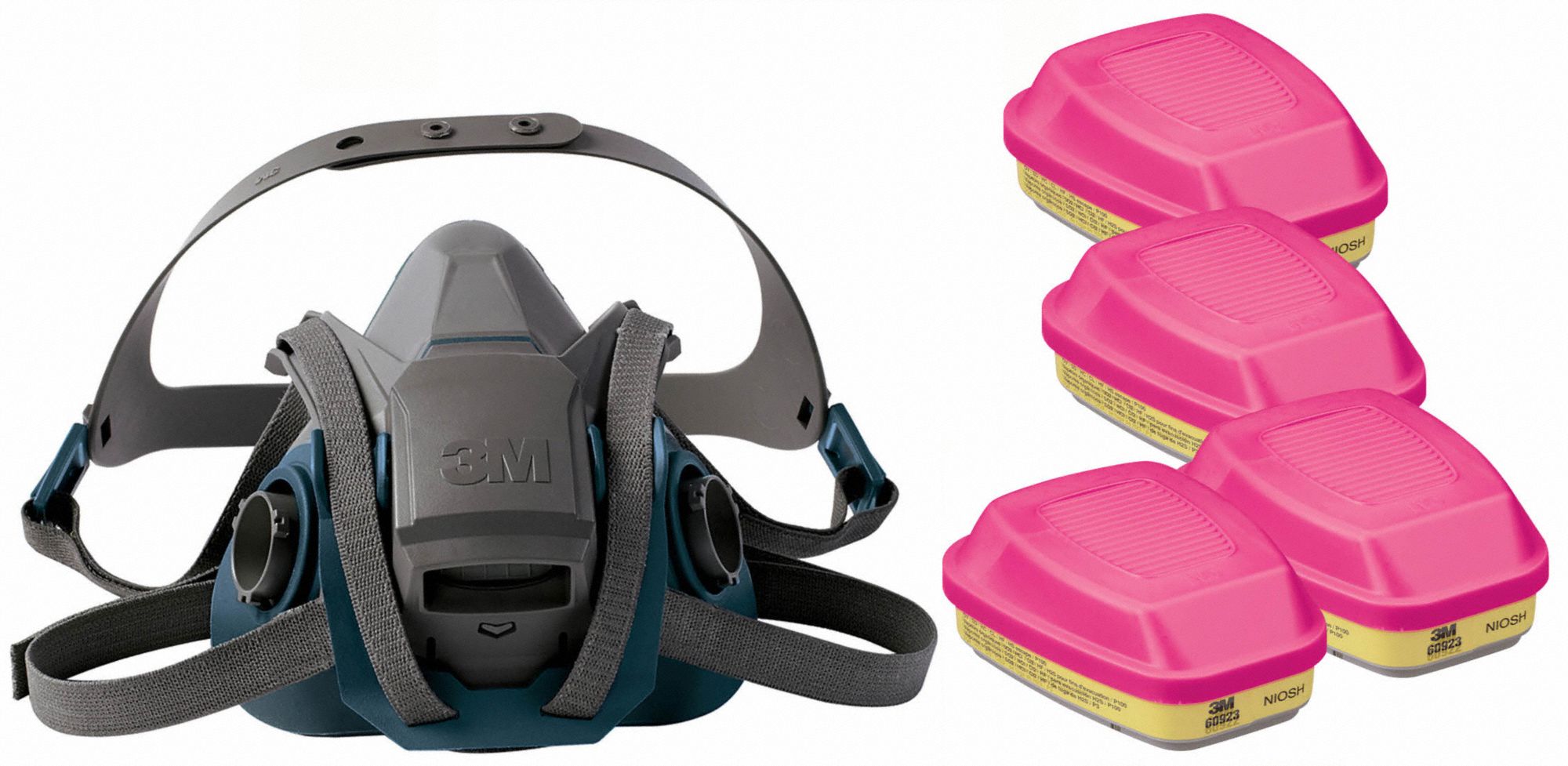 3M 29WT694JG12 Half Mask Respirator Kit M Grey Teal