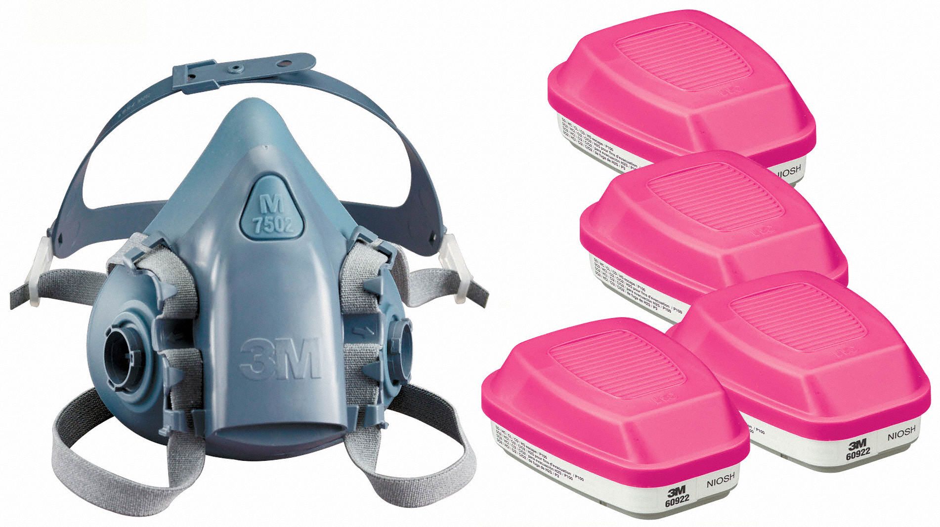 3M 3PB404JG11 Half Mask Respirator Kit M Blue Grey