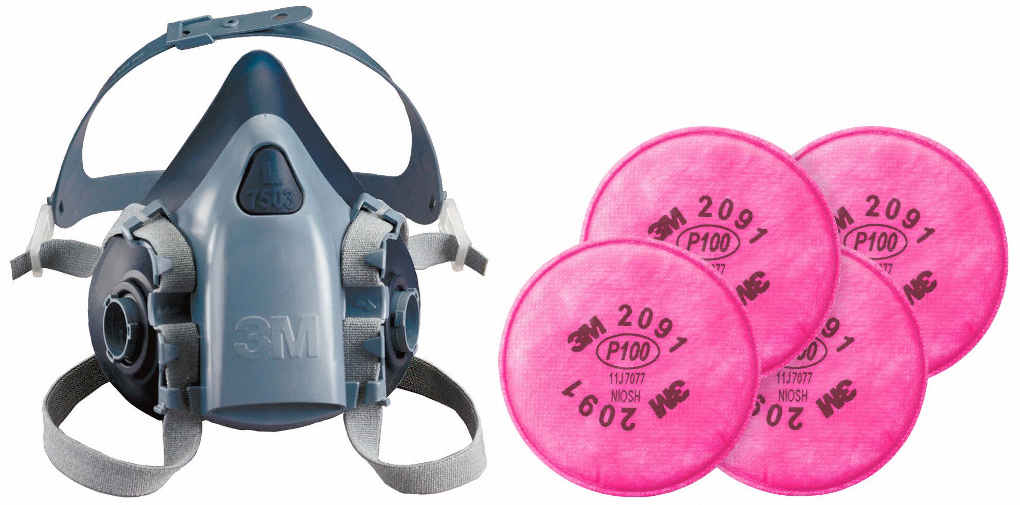 3M 3PB414JG27 Half Mask Respirator Kit L Blue Grey