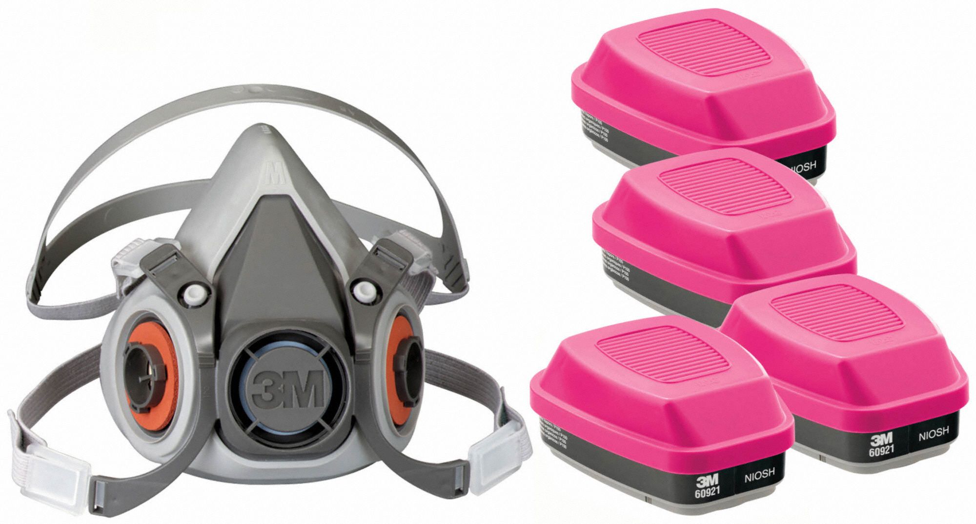 3M 6AD974JG10 Half Mask Respirator Kit M Grey