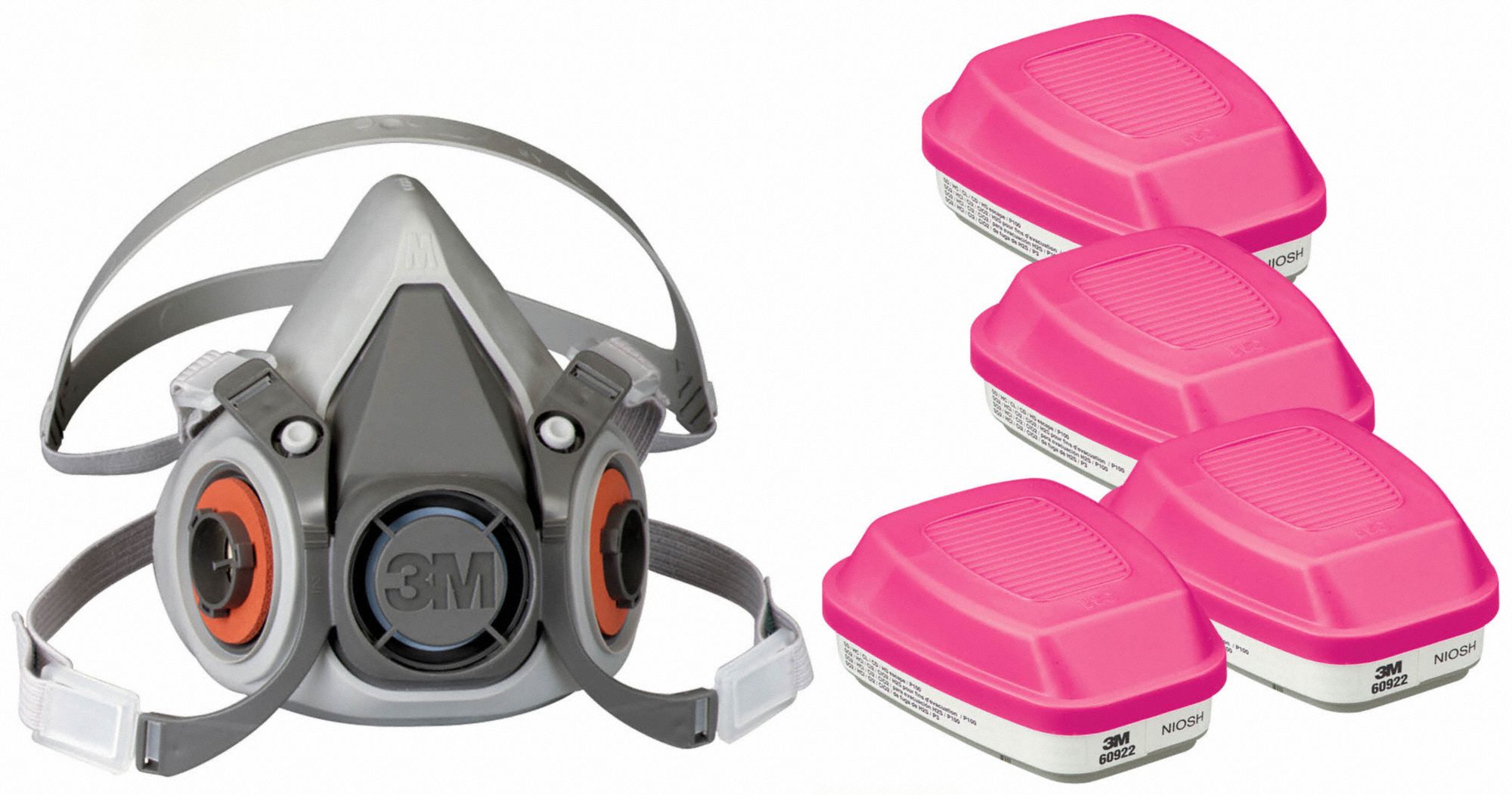 3M 6AD974JG11 Half Mask Respirator Kit M Grey