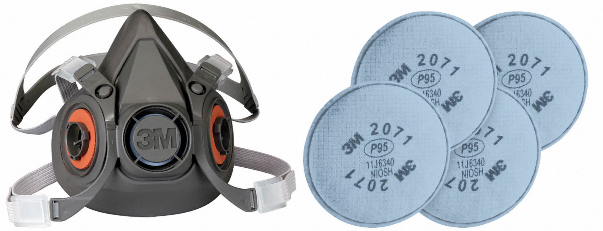 3M 6AP714MH55 Half Mask Respirator Kit L Grey