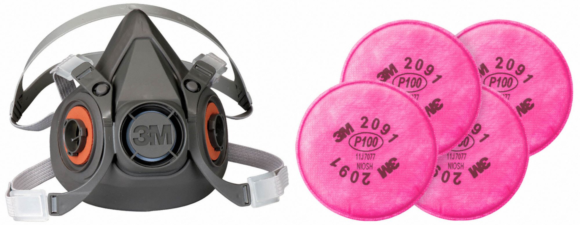 3M 6AP714JG29 Half Mask Respirator Kit L Grey