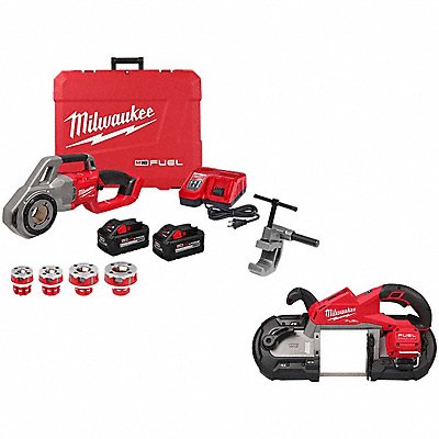 MILWAUKEE TOOL  EQUIPMENT 2870-22, 2929-20 Threader w/Heads+M18 FUEL Band Saw