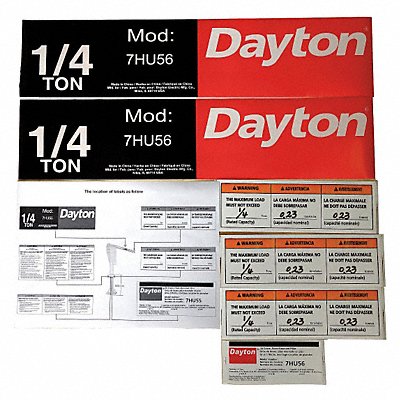 DAYTON 28CH75 Jib Crane Label Kit For Use With 7HU56