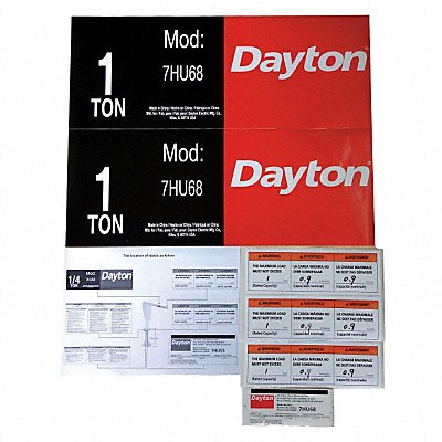 DAYTON 28CH87 Jib Crane Label Kit For Use With 7HU68