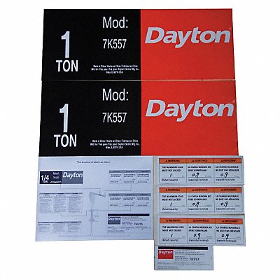 DAYTON 28CH91 Jib Crane Label Kit For Use With 7K557