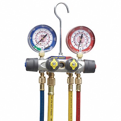 YELLOW JACKET 49987 Mechanical Manifold Gauge Set 4-Valve